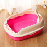 Maxbell Cat Litter Box Kitten Toilet Pet Litter Tray Bedpan Cat Litter Container Pink