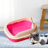 Maxbell Cat Litter Box Kitten Toilet Pet Litter Tray Bedpan Cat Litter Container Pink