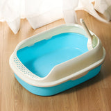 Maxbell Cat Litter Box Kitten Toilet Pet Litter Tray Bedpan Cat Litter Container Blue