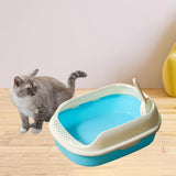 Maxbell Cat Litter Box Kitten Toilet Pet Litter Tray Bedpan Cat Litter Container Blue