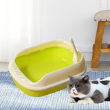 Maxbell Cat Litter Box Kitten Toilet Pet Litter Tray Bedpan Cat Litter Container Bright Green