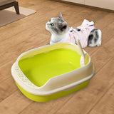 Maxbell Cat Litter Box Kitten Toilet Pet Litter Tray Bedpan Cat Litter Container Bright Green