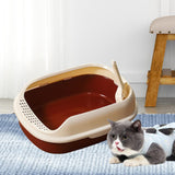 Maxbell Cat Litter Box Kitten Toilet Pet Litter Tray Bedpan Cat Litter Container Coffee