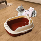 Maxbell Cat Litter Box Kitten Toilet Pet Litter Tray Bedpan Cat Litter Container Coffee