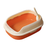 Maxbell Cat Litter Box Kitten Toilet Pet Litter Tray Bedpan Cat Litter Container Orange