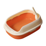 Maxbell Cat Litter Box Kitten Toilet Pet Litter Tray Bedpan Cat Litter Container Orange