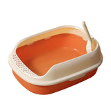 Maxbell Cat Litter Box Kitten Toilet Pet Litter Tray Bedpan Cat Litter Container Orange