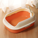 Maxbell Cat Litter Box Kitten Toilet Pet Litter Tray Bedpan Cat Litter Container Orange