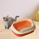 Maxbell Cat Litter Box Kitten Toilet Pet Litter Tray Bedpan Cat Litter Container Orange