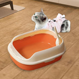 Maxbell Cat Litter Box Kitten Toilet Pet Litter Tray Bedpan Cat Litter Container Orange