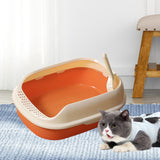 Maxbell Cat Litter Box Kitten Toilet Pet Litter Tray Bedpan Cat Litter Container Orange