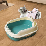 Maxbell Cat Litter Box Kitten Toilet Pet Litter Tray Bedpan Cat Litter Container Green