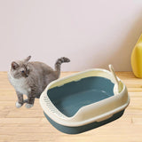 Maxbell Cat Litter Box Kitten Toilet Pet Litter Tray Bedpan Cat Litter Container Navy