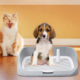 Maxbell Portable Dog Toilet Puppy Potty Tray Mesh Grids Indoor Puppy Pee Tray Bedpan Grey