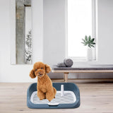 Maxbell Portable Dog Toilet Puppy Potty Tray Mesh Grids Indoor Puppy Pee Tray Bedpan Light Blue