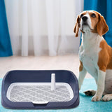 Maxbell Portable Dog Toilet Puppy Potty Tray Mesh Grids Indoor Puppy Pee Tray Bedpan Dark Blue