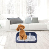Maxbell Portable Dog Toilet Puppy Potty Tray Mesh Grids Indoor Puppy Pee Tray Bedpan Dark Blue