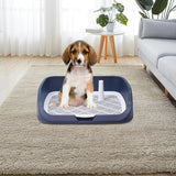 Maxbell Portable Dog Toilet Puppy Potty Tray Mesh Grids Indoor Puppy Pee Tray Bedpan Dark Blue
