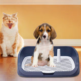 Maxbell Portable Dog Toilet Puppy Potty Tray Mesh Grids Indoor Puppy Pee Tray Bedpan Dark Blue