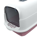 Maxbell Large Cat Litter Box with Lid Fully Enclosed with Door Cat Toilet Reusable Pink Bottom