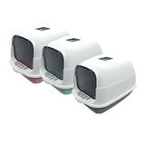 Maxbell Large Cat Litter Box with Lid Fully Enclosed with Door Cat Toilet Reusable Pink Bottom