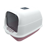 Maxbell Large Cat Litter Box with Lid Fully Enclosed with Door Cat Toilet Reusable Pink Bottom