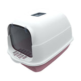 Maxbell Large Cat Litter Box with Lid Fully Enclosed with Door Cat Toilet Reusable Pink Bottom
