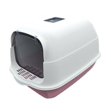 Maxbell Large Cat Litter Box with Lid Fully Enclosed with Door Cat Toilet Reusable Pink Bottom