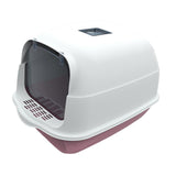 Maxbell Large Cat Litter Box with Lid Fully Enclosed with Door Cat Toilet Reusable Pink Bottom