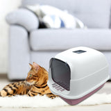 Maxbell Large Cat Litter Box with Lid Fully Enclosed with Door Cat Toilet Reusable Pink Bottom