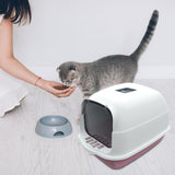 Maxbell Large Cat Litter Box with Lid Fully Enclosed with Door Cat Toilet Reusable Pink Bottom