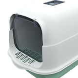 Maxbell Large Cat Litter Box with Lid Fully Enclosed with Door Cat Toilet Reusable Green Bottom