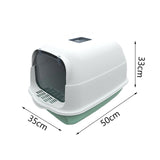 Maxbell Large Cat Litter Box with Lid Fully Enclosed with Door Cat Toilet Reusable Green Bottom