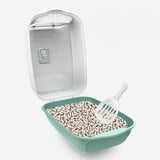 Maxbell Large Cat Litter Box with Lid Fully Enclosed with Door Cat Toilet Reusable Green Bottom