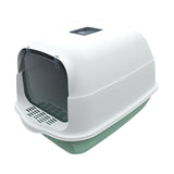 Maxbell Large Cat Litter Box with Lid Fully Enclosed with Door Cat Toilet Reusable Green Bottom