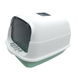Maxbell Large Cat Litter Box with Lid Fully Enclosed with Door Cat Toilet Reusable Green Bottom
