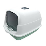 Maxbell Large Cat Litter Box with Lid Fully Enclosed with Door Cat Toilet Reusable Green Bottom