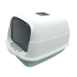 Maxbell Large Cat Litter Box with Lid Fully Enclosed with Door Cat Toilet Reusable Green Bottom