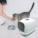 Maxbell Large Cat Litter Box with Lid Fully Enclosed with Door Cat Toilet Reusable Green Bottom