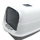 Maxbell Large Cat Litter Box with Lid Fully Enclosed with Door Cat Toilet Reusable Gray Bottom