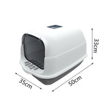 Maxbell Large Cat Litter Box with Lid Fully Enclosed with Door Cat Toilet Reusable Gray Bottom