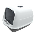 Maxbell Large Cat Litter Box with Lid Fully Enclosed with Door Cat Toilet Reusable Gray Bottom