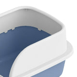 Maxbell Cat Litter Box Toilet Portable Large Space Anti Splashing Semi Closed Tray Blue 45cmx30cmx18cm