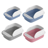 Maxbell Cat Litter Box Toilet Portable Large Space Anti Splashing Semi Closed Tray Blue 45cmx30cmx18cm