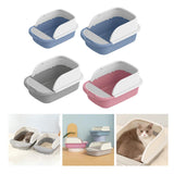 Maxbell Cat Litter Box Toilet Portable Large Space Anti Splashing Semi Closed Tray Blue 45cmx30cmx18cm