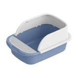 Maxbell Cat Litter Box Toilet Portable Large Space Anti Splashing Semi Closed Tray Blue 45cmx30cmx18cm