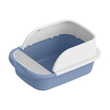 Maxbell Cat Litter Box Toilet Portable Large Space Anti Splashing Semi Closed Tray Blue 45cmx30cmx18cm
