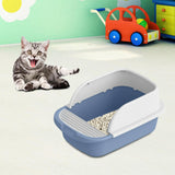 Maxbell Cat Litter Box Toilet Portable Large Space Anti Splashing Semi Closed Tray Blue 45cmx30cmx18cm
