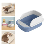 Maxbell Cat Litter Box Toilet Portable Large Space Anti Splashing Semi Closed Tray Blue 45cmx30cmx18cm