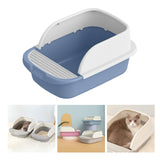 Maxbell Cat Litter Box Toilet Portable Large Space Anti Splashing Semi Closed Tray Blue 45cmx30cmx18cm